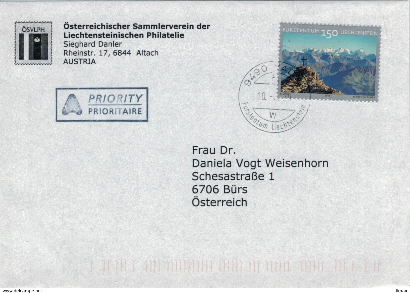 9490 Vaduz - Small European Postal Administration Cooperation SEPAC - Berge Liechtenstein Rätikon - Lettres & Documents