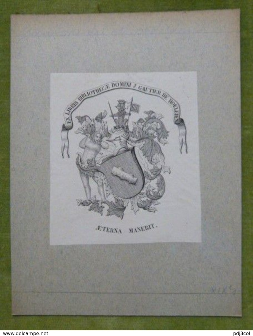 Ex-libris Héraldique XIXème - BELGIQUE - J. GAUTIER DE HOELEDEN - Ex Libris