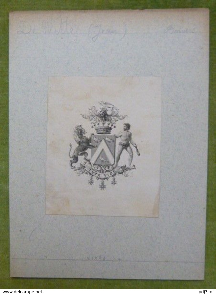 Ex-libris Héraldique XIXème - BELGIQUE - JEAN DE WITTE - Anvers - Bookplates