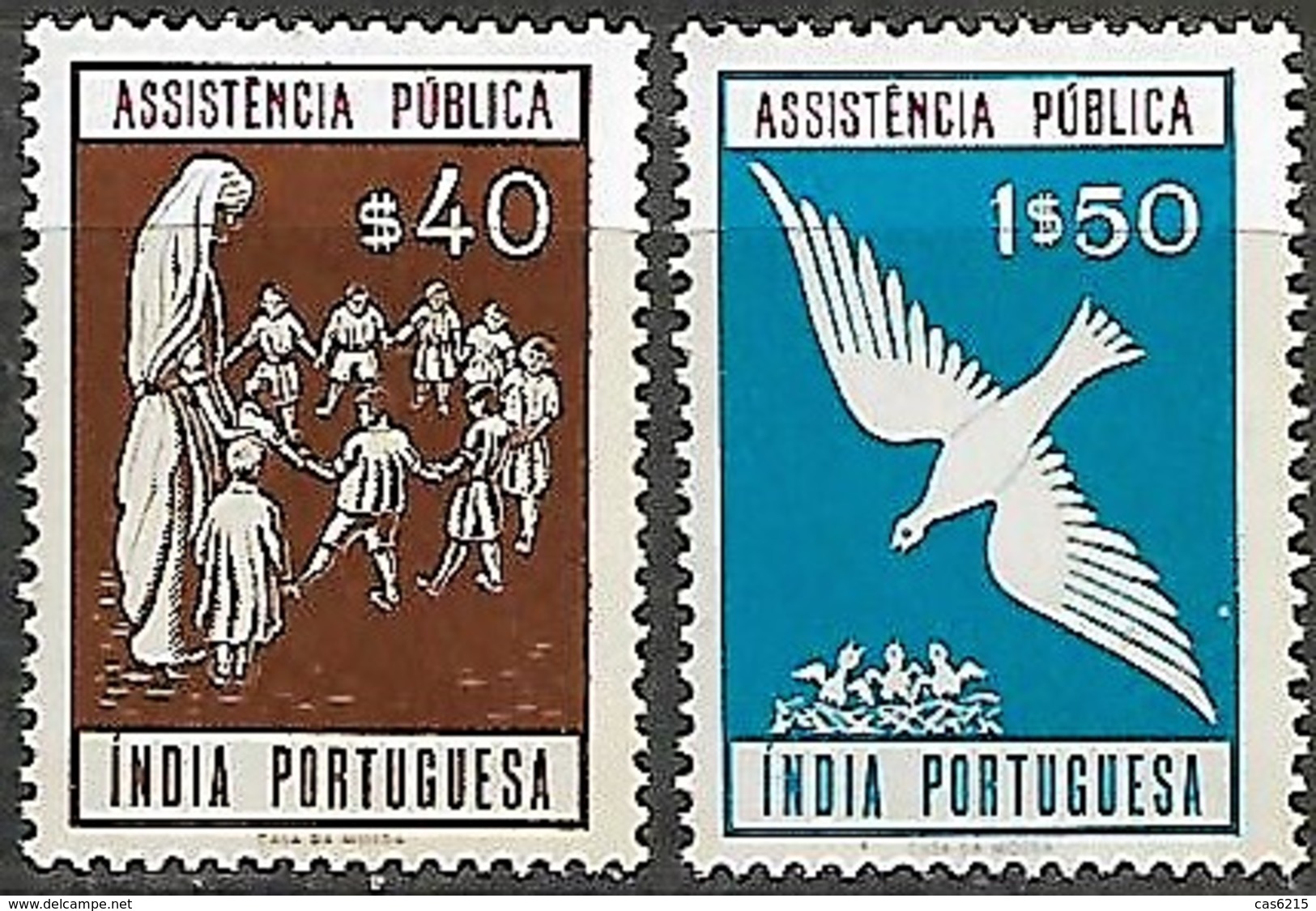 India Portuguesa 1961 Provedoria De Assistência Pública (*), 2 Val MNH - Inde Portugaise