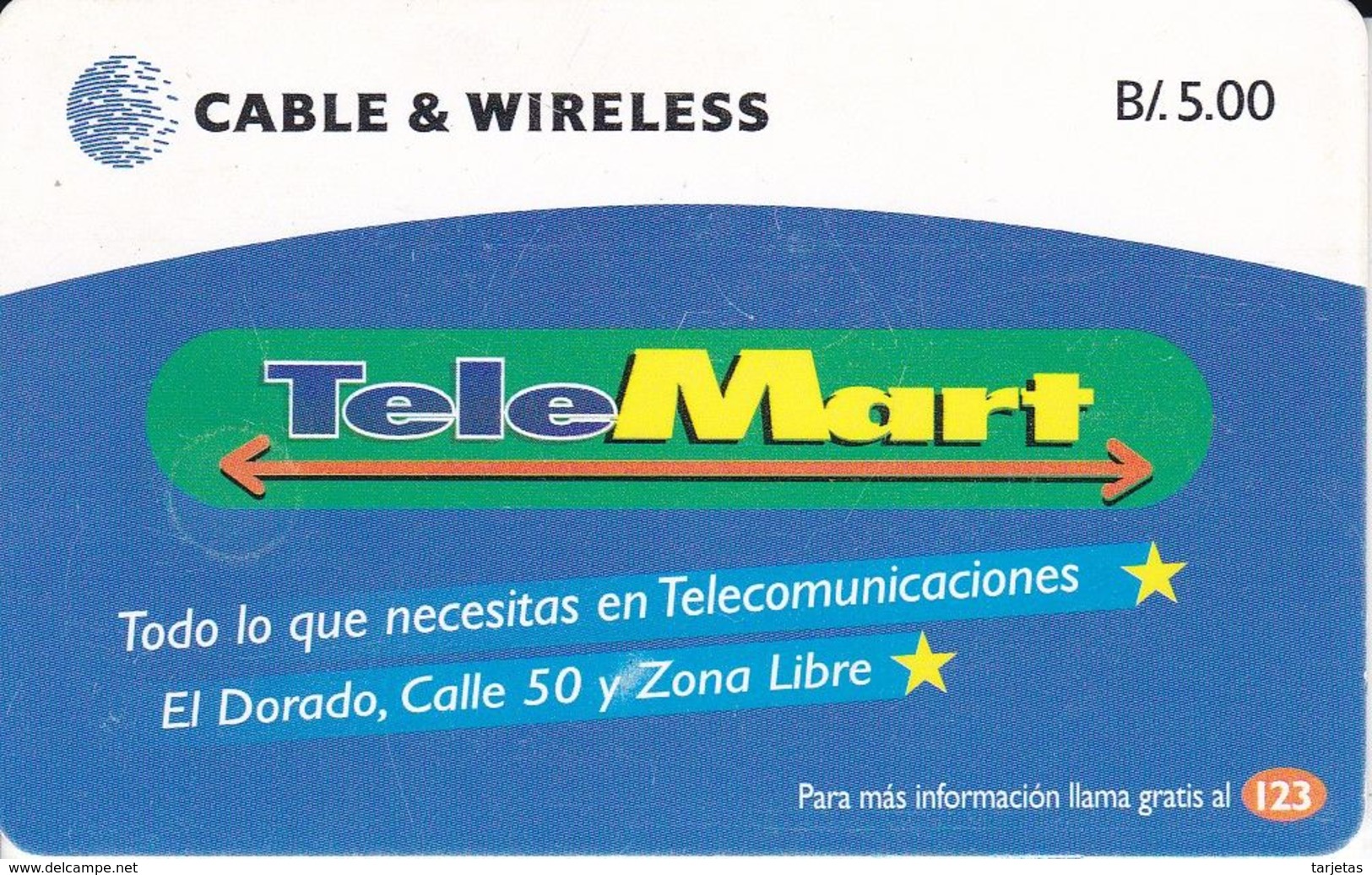 (CHIP NEGRO) TARJETA DE PANAMA DE CABLE & WIRELESS DE TELEMART - Panama