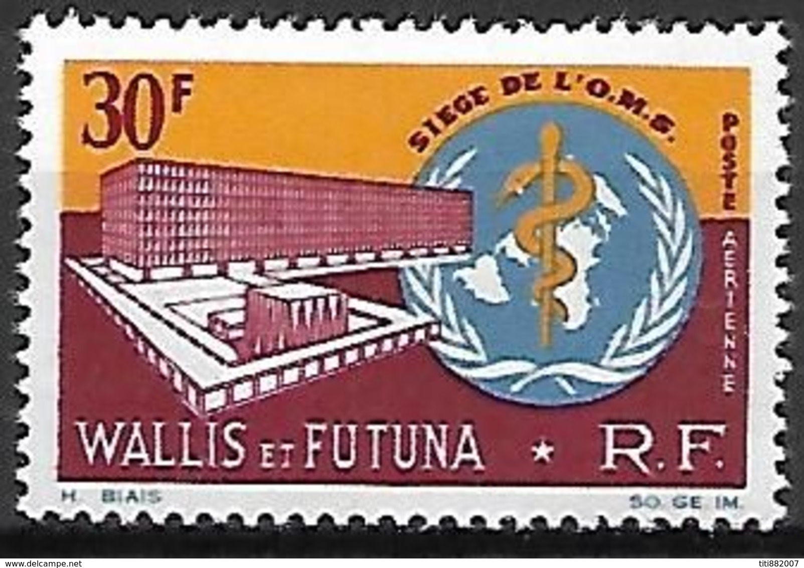 WALLIS  ET  FUTUNA   -   1966.   Y&T N°175  *.    Siège  De  L' O.M.S.. - Ungebraucht