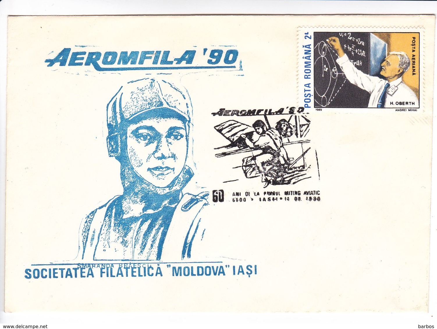 Romania , Roumanie  , 1990 , The Philatelic Exhibition Aeromfila , Airplane , Pre-paid Envelope - Marcofilie