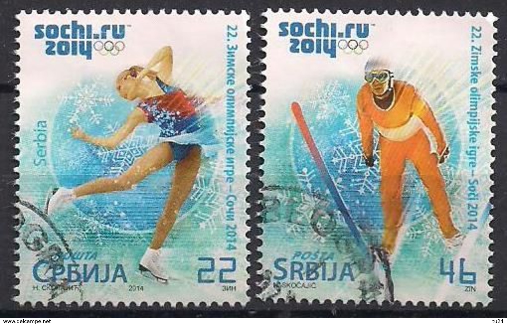 Serbien  (2014)  Mi.Nr.  541 + 542  Gest. / Used  (8gj52) - Hiver 2014: Sotchi