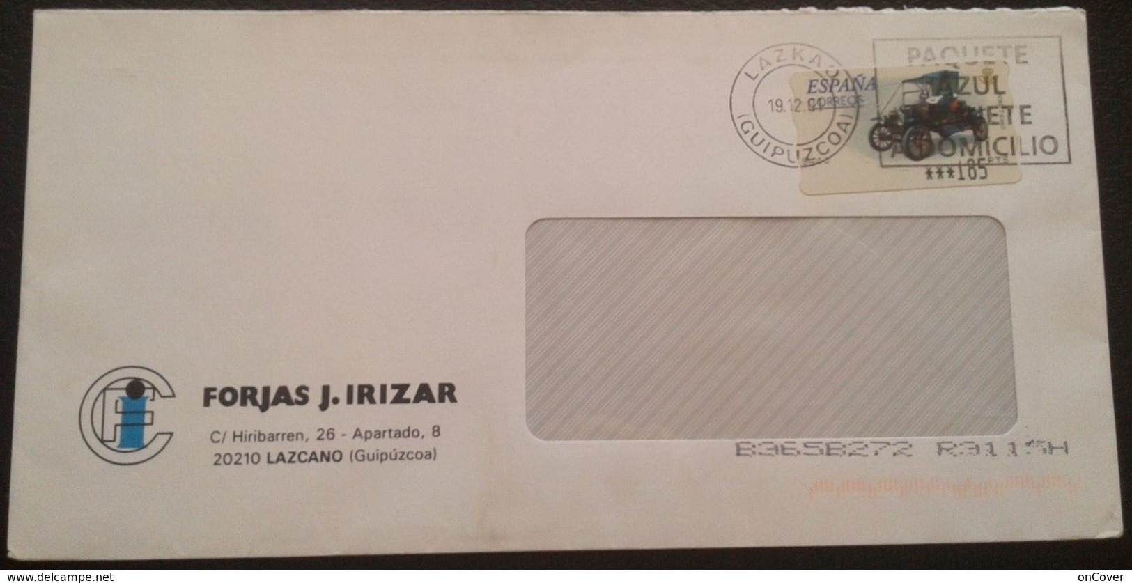 Spain - ATM Cover 2001 Car Ford T Lazcano - Storia Postale