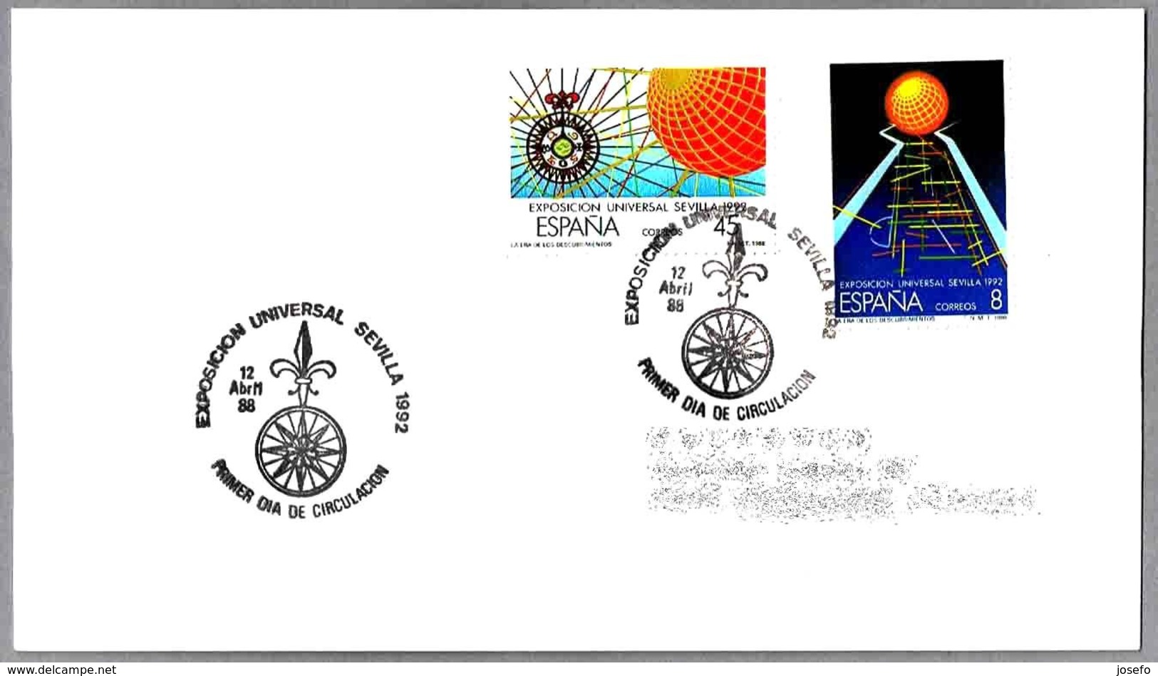 EXPOSICION UNIVERSAL SEVILLA 1992. FDC Sevilla, Andalucia, 1988 - 1992 – Sevilla (Spanje)