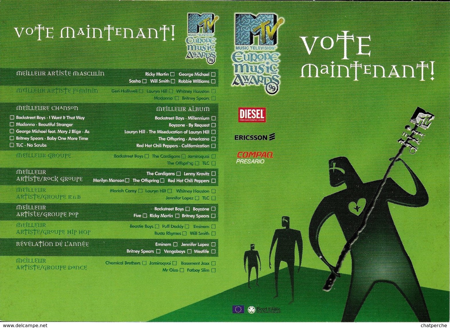 CART'COM VOTE MAINTENANT EUROPE MUSIC AWARDS 99 MUSIQUE - Music And Musicians