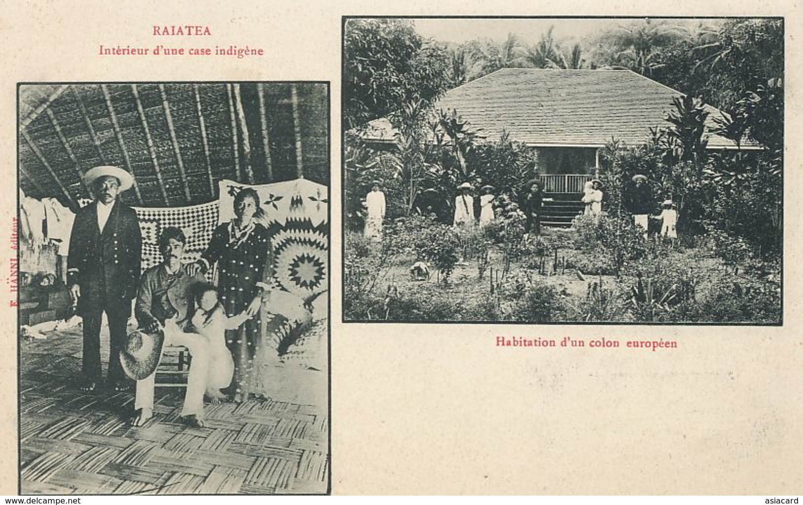 Raiatea Case Indigène Et Polynésiens . Habitation Colon Europeen . Undivided Back Before 1903 - French Polynesia