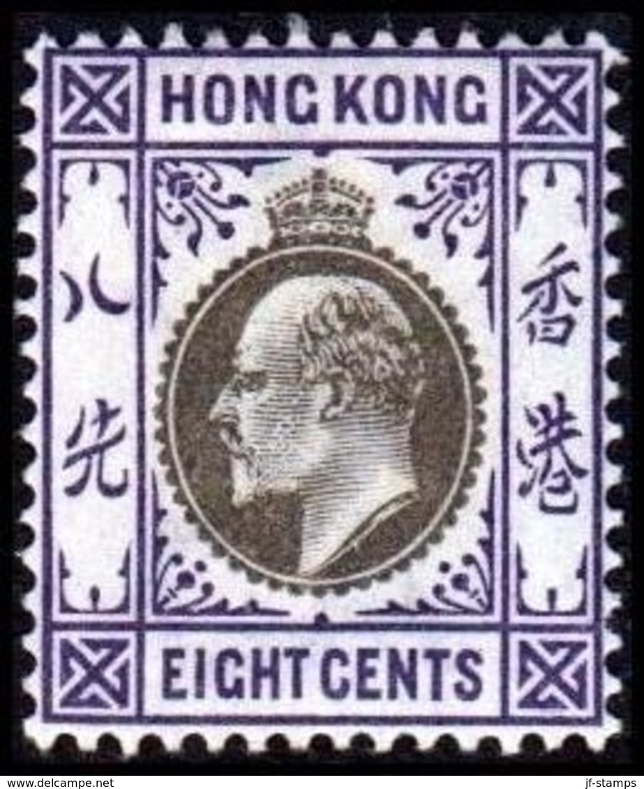 1903. HONG KONG. Edward VII EIGHT CENTS. Hinged. (Michel 65) - JF364475 - Ungebraucht