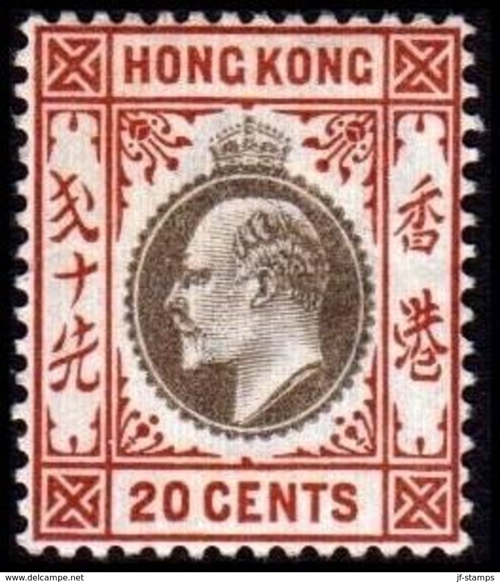 1903. HONG KONG. Edward VII 20 CENTS. Hinged. (Michel 68) - JF364478 - Neufs