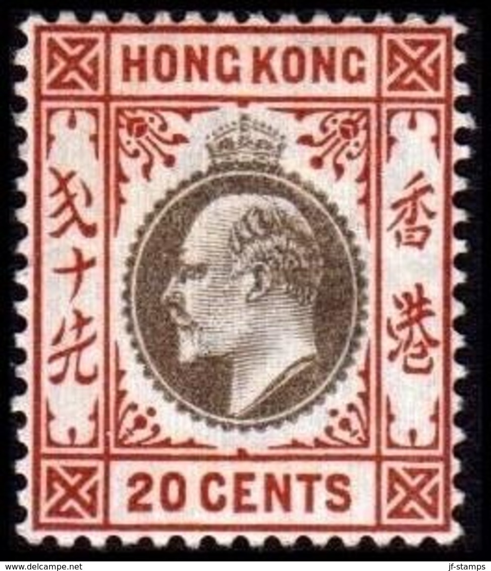 1903. HONG KONG. Edward VII 20 CENTS. Hinged. (Michel 68) - JF364478 - Ungebraucht