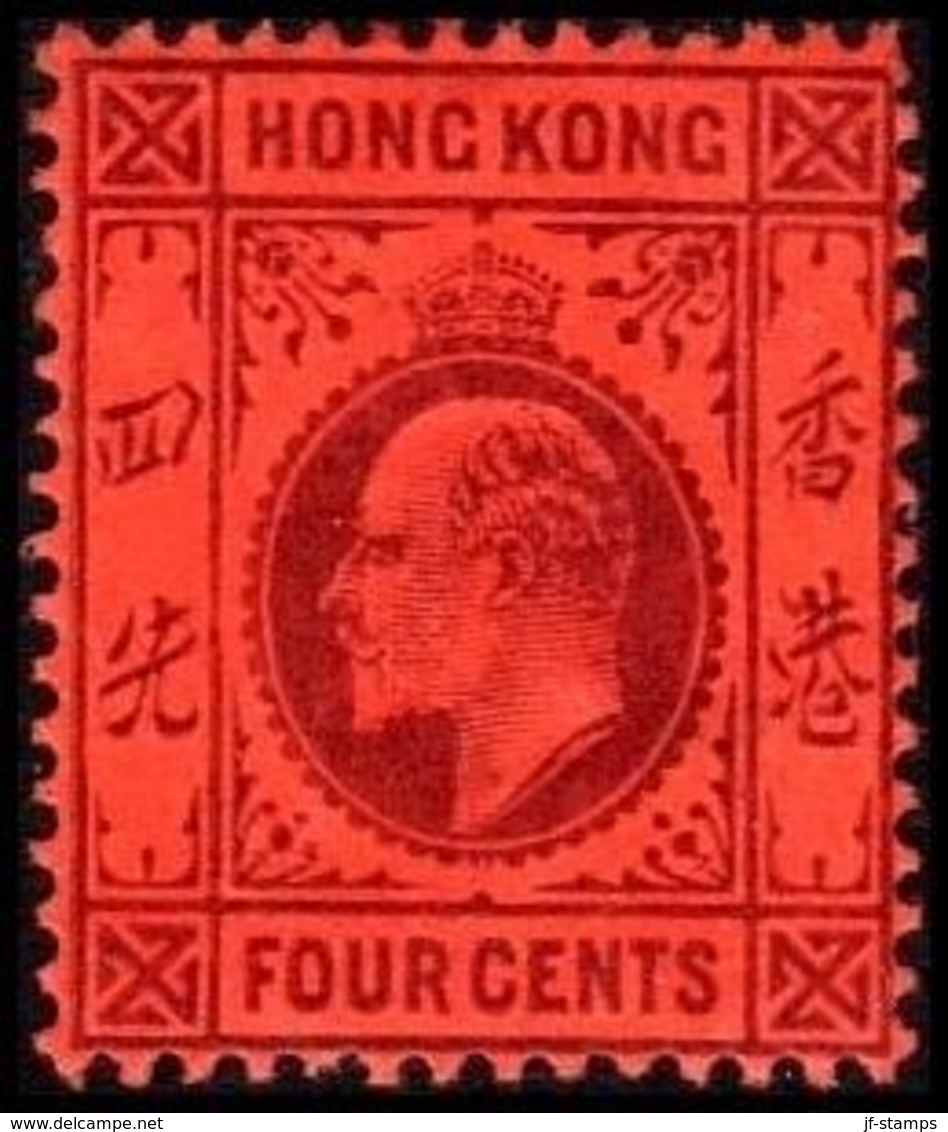 1904-1907. HONG KONG. Edward VII FOUR CENTS. Hinged. (Michel 77) - JF364483 - Ungebraucht