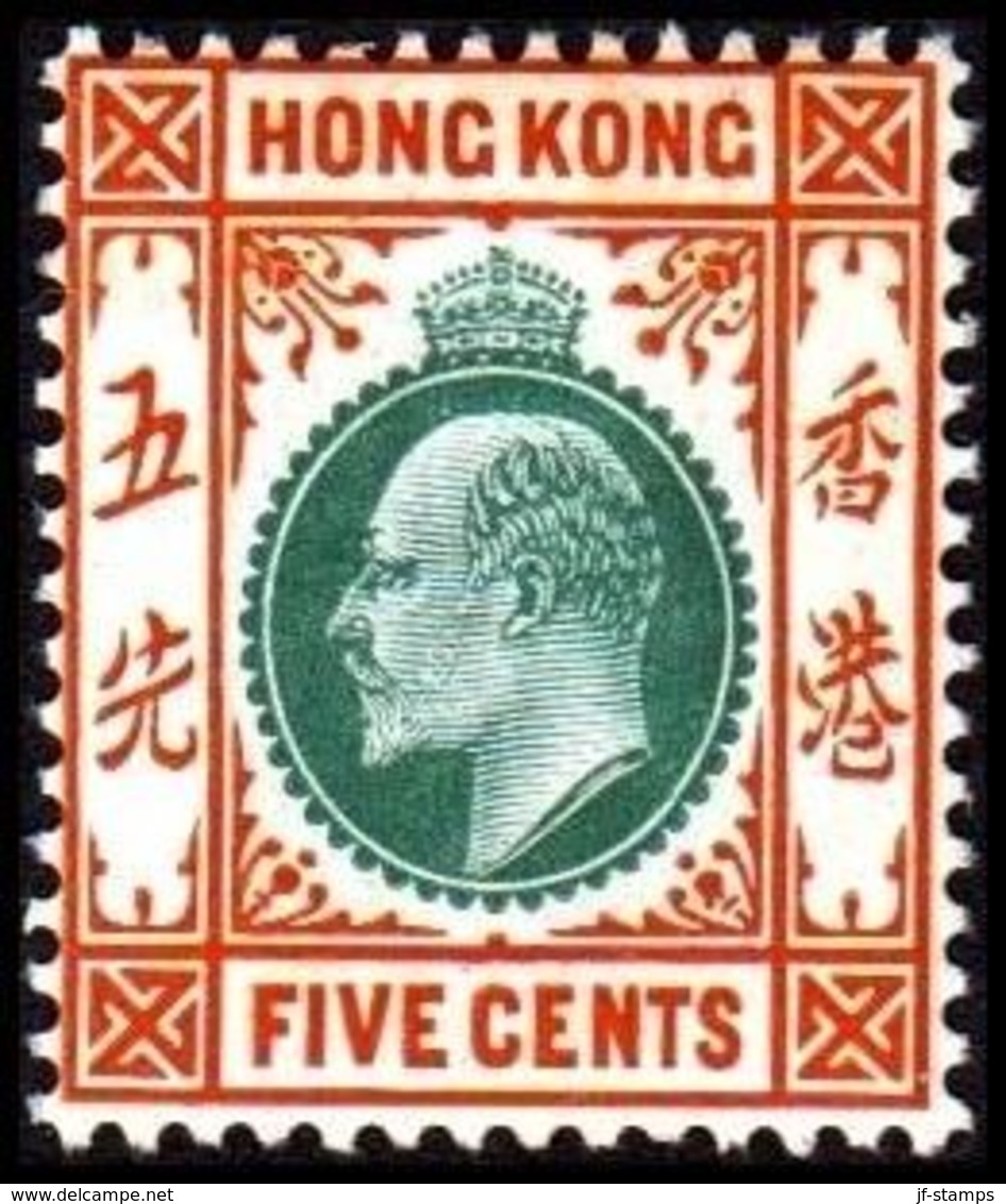 1904-1907. HONG KONG. Edward VII FIVE CENTS. Hinged. (Michel 78) - JF364485 - Ungebraucht