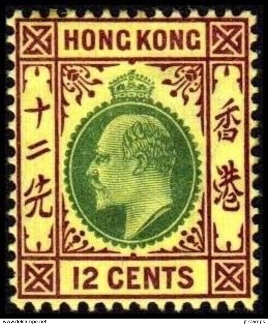 1904-1907. HONG KONG. Edward VII 12 CENTS. Hinged. (Michel 82) - JF364489 - Ungebraucht