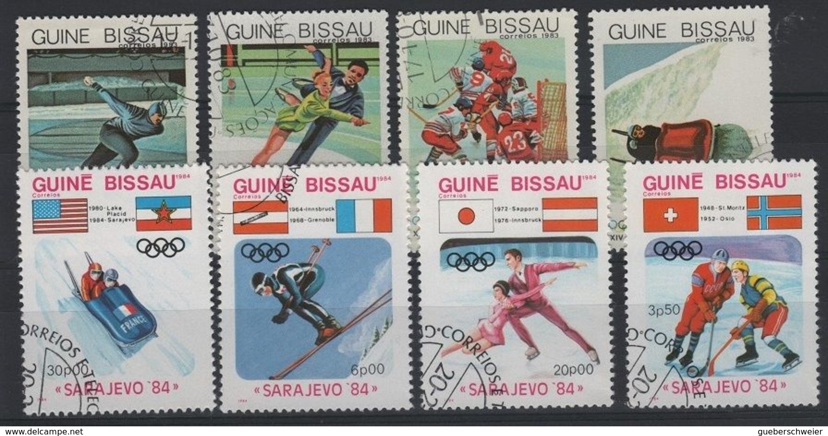 JO84-H12 - GUINEE BISSAU Série De 8 Val. Obl. Jeux Olympiques D'hiver 1984 - Guinea-Bissau