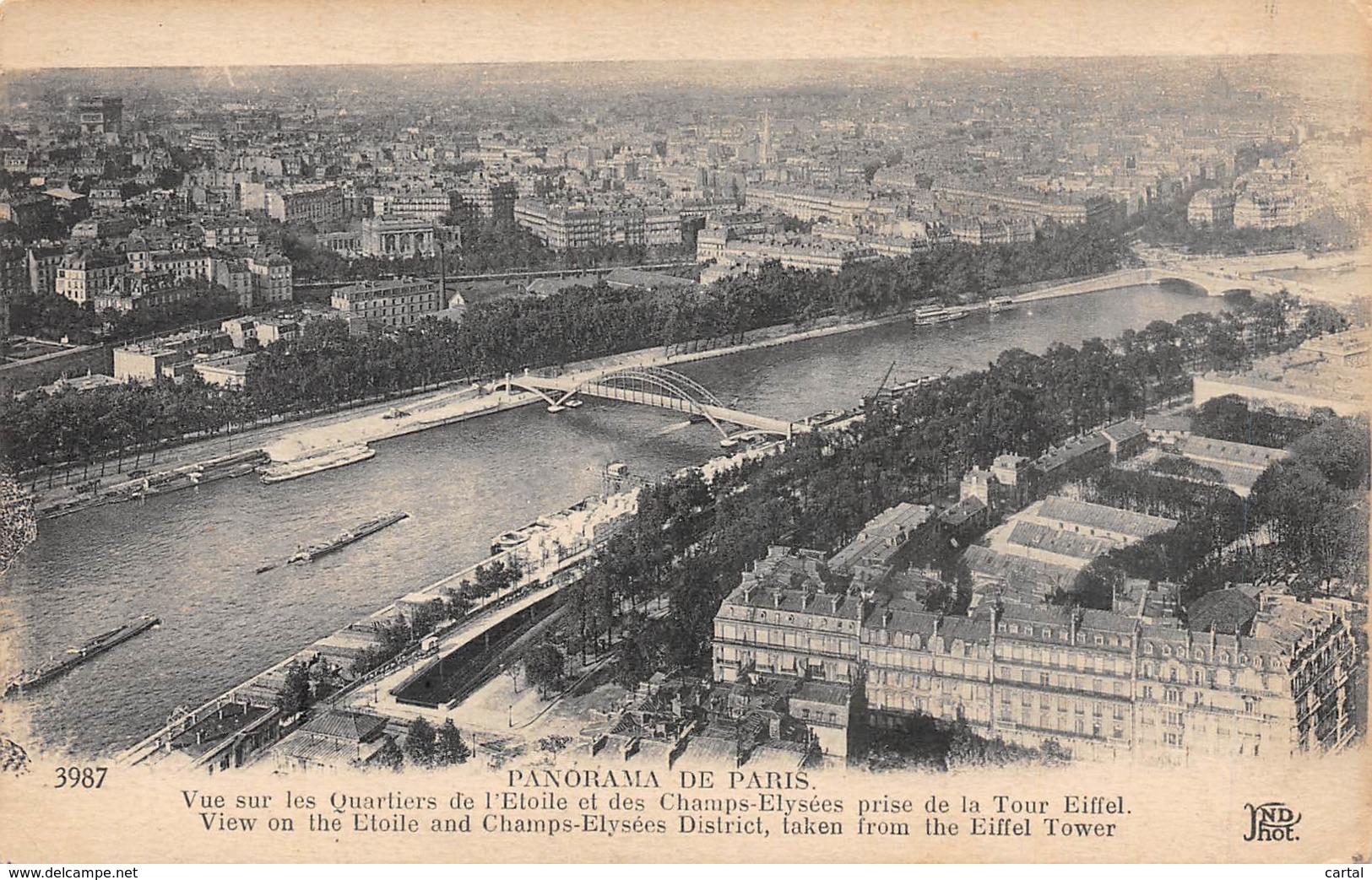 75 - PARIS - Panorama De PARIS - Vue Sur Les Quartiers De L'Etoile Et Des Champs-Elyses Prise De La Tour Eiffel. - Multi-vues, Vues Panoramiques