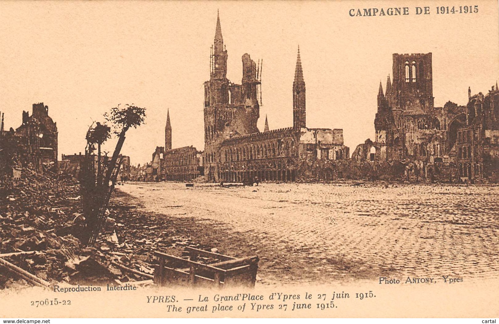 YPRES - La Grand'Place D'Ypres Le 27 Juin 1915 - Campagne De 1914-1915 - Ieper