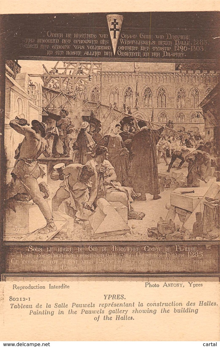 YPRES - Tableau De La Salle Pauwels Représentant La Construction Des Halles. - Ieper