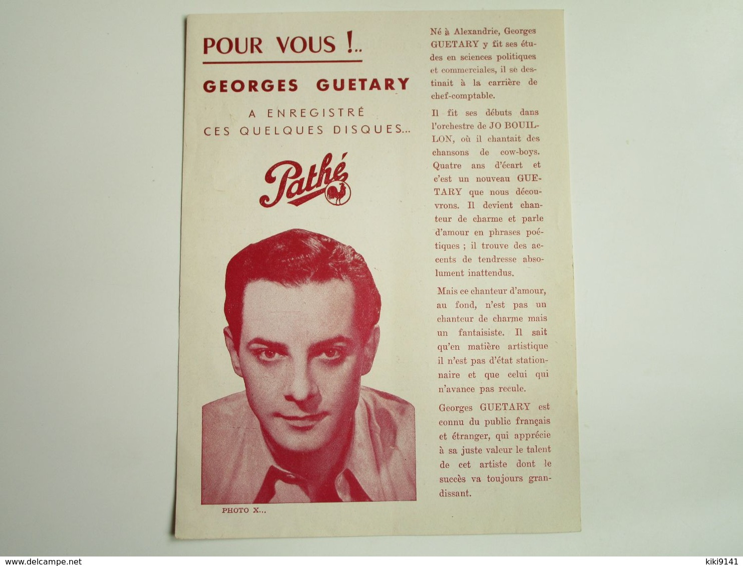 Georges GUETARY - Disques PATHE - Parmi Ses Meilleurs Disques...... - Altri & Non Classificati