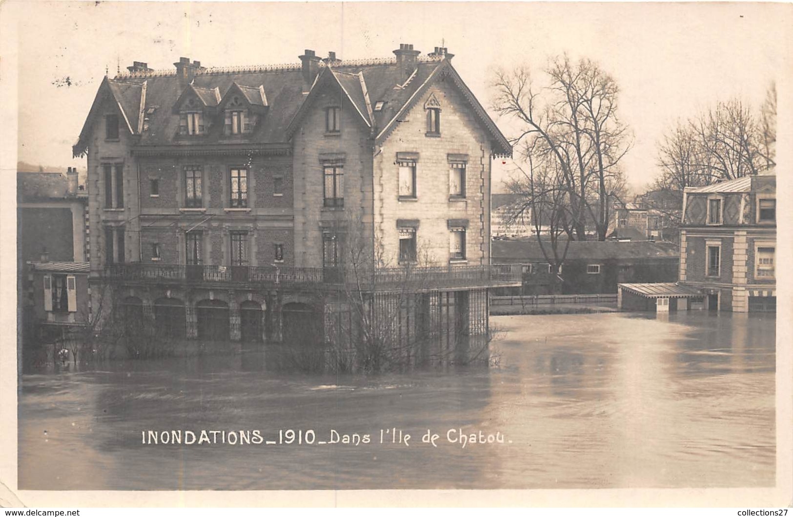 78-CHATOU- INONDATION 1910, DANS L'ILE DE CHATOU - Chatou