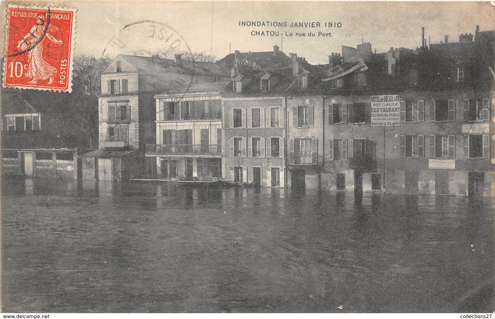 78-CHATOU- INONDATIONS JANVIER 1910, LA RUE DU PORT - Chatou