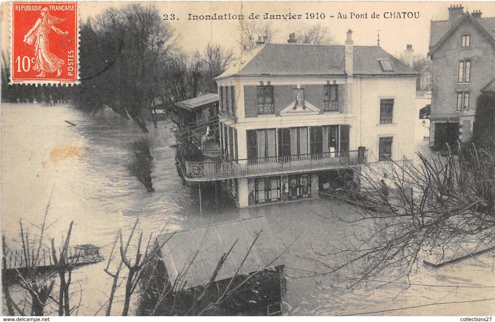 78-CHATOU- INONDATIONS JANVIER 1910,AU PONT DE CHATOU - Chatou