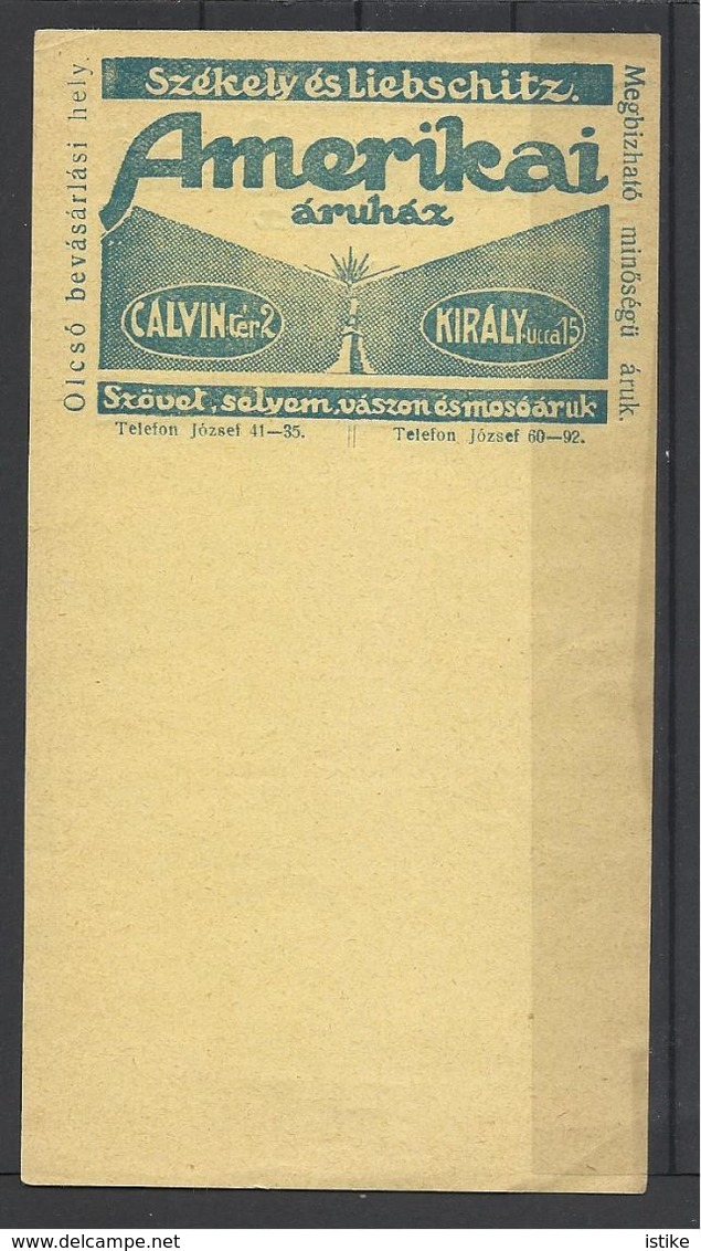 Hungary, Bill Of The "American Shop",  '30s. - Autres & Non Classés