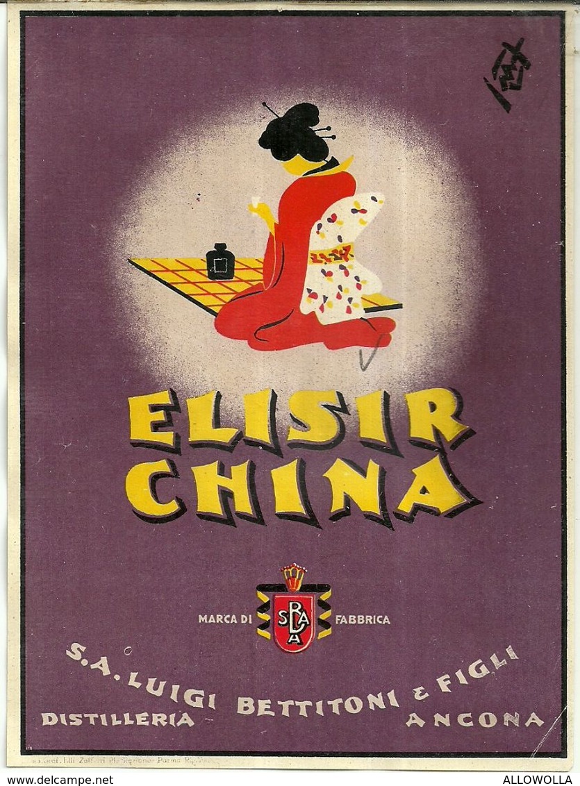 8669 " ELISIR CHINA S.A. LUIGI BETTITONI & FIGLI-DISTILLERIA-ANCONA  " - Cm. 15,6 X 11,5 - Altri & Non Classificati