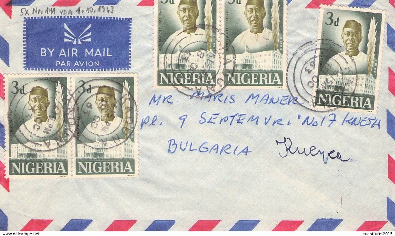 NIGERIA - AIR MAIL 1963 KADUNA - BULGARIA /ak588 - Nigeria (1961-...)