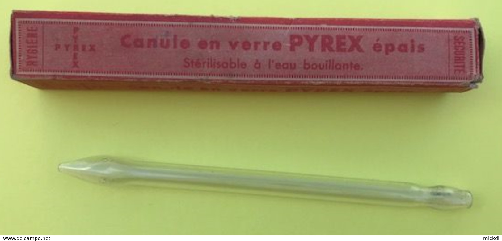 CANULE EN VERRE PYREX EPAIS + BOITE - HYGIENE SECURITE - STERILISABLE A L'EAU BOUILLANTE - Medical & Dental Equipment