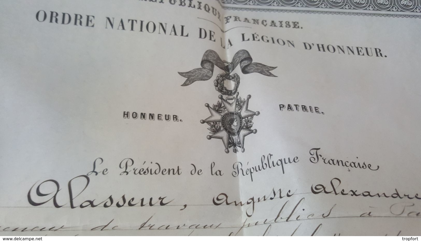 Diploma Legion Of Honor // à Saisir SUPERBE DIPLOME 1894  LEGION D HONNEUR  REPUBLIQUE FRANCAISE ////  53 X 44 CM - Diplômes & Bulletins Scolaires