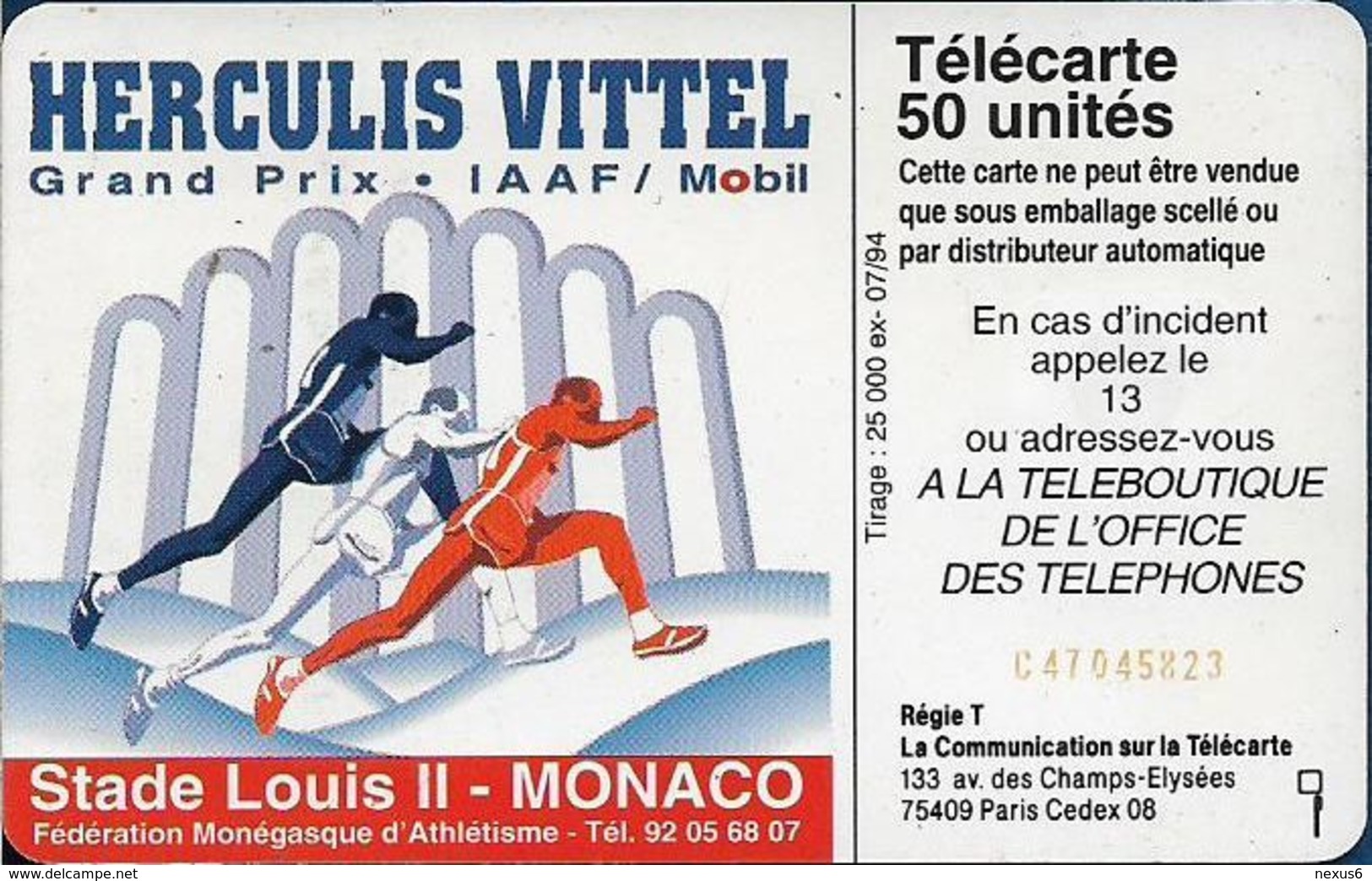 Monaco - MF30 - Herculis '94 - Cn. C47045823, 07.1994, 50Units, 25.000ex, Used - Monaco