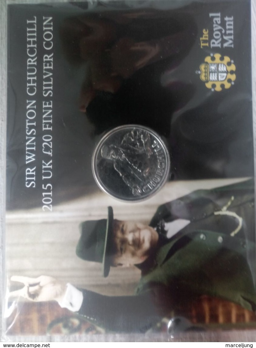 20 Pounds 2015 Winston Churchill Pure Silver Coin United Kingdom - Altri & Non Classificati