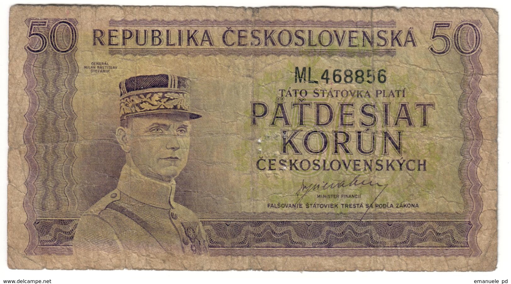 Czechoslovakia 50 Korun 1945 Specimen .J2. - Cecoslovacchia