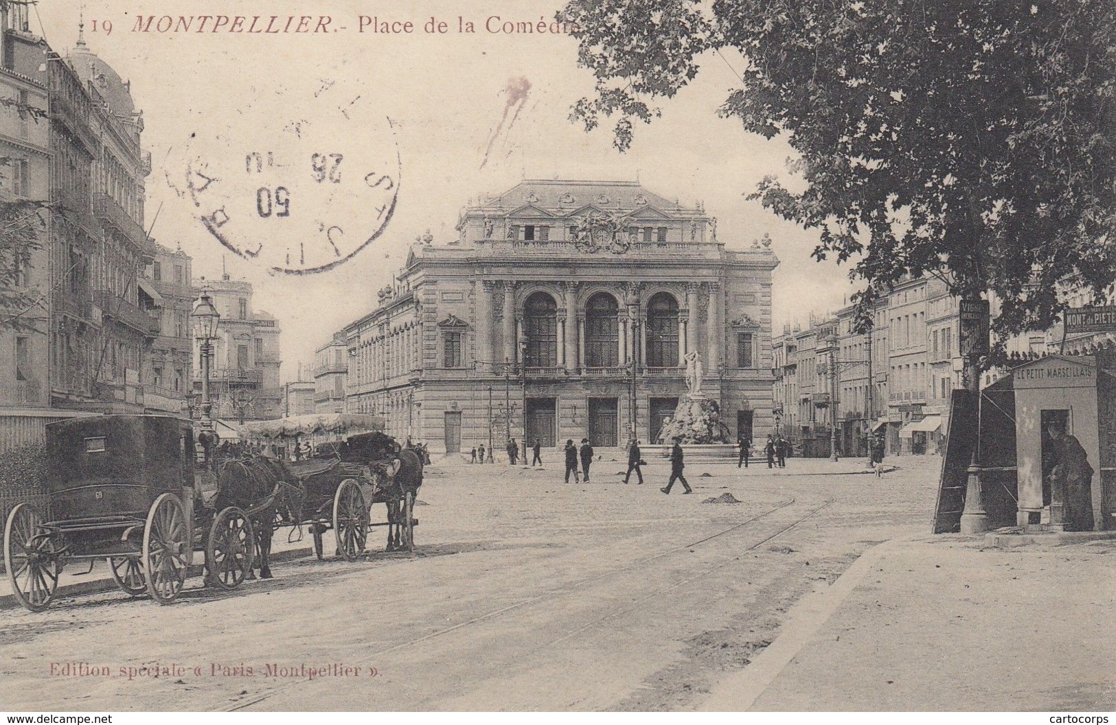 34 - Montpellier - Place De La Comédie  - Sublime Animation - ( Attelages ) - Montpellier