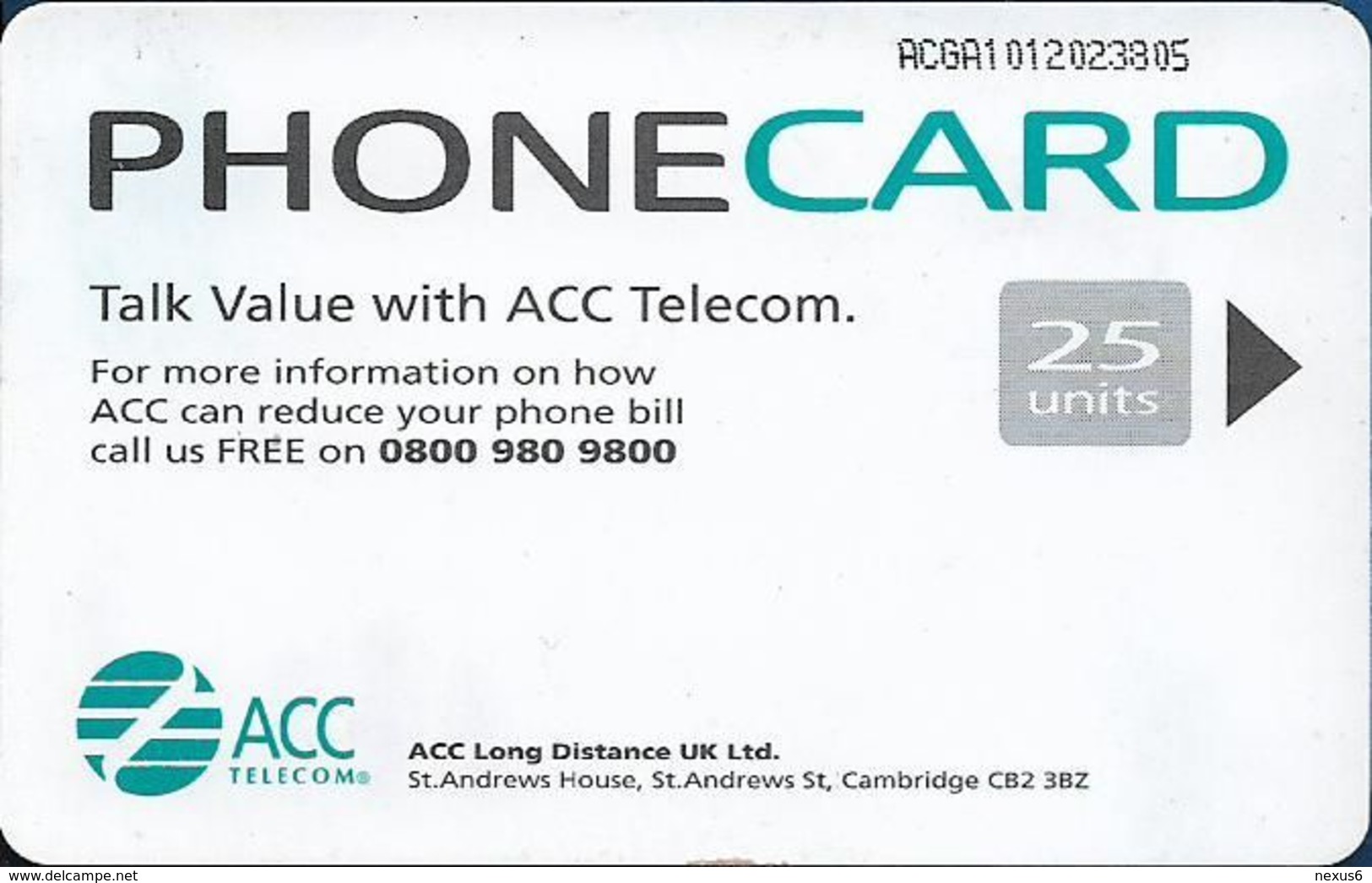 UK - ACC - Blue Definitive (Large Logo), Incard IN1, 25Units, Used - [ 8] Ediciones De Empresas