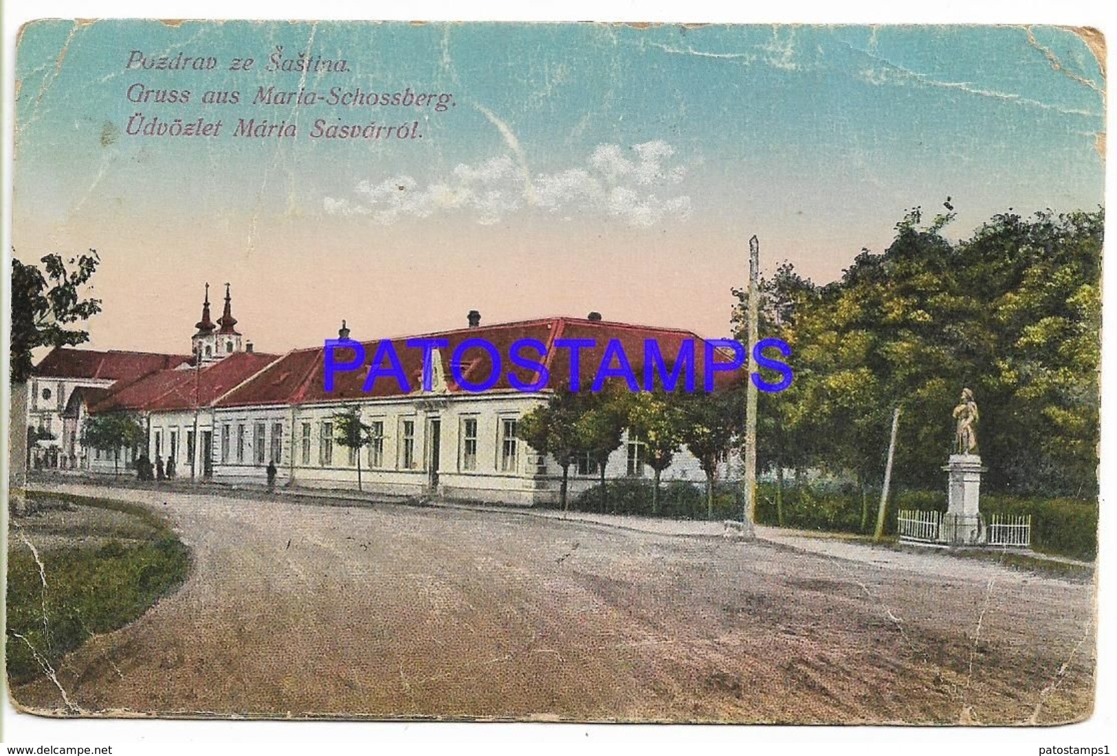 137517 HUNGARY GREETINGS FROM MARIA SCHOSSBERG BREAK CIRCULATED TO ARGENTINA POSTAL POSTCARD - Ungarn