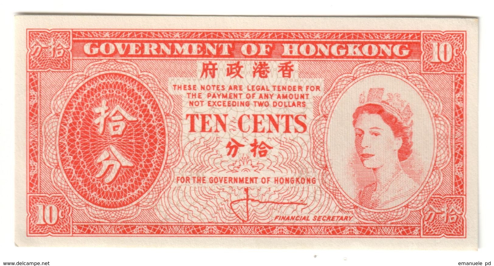 Hong Kong 10 Cents 1961 UNC .J2. - Hongkong