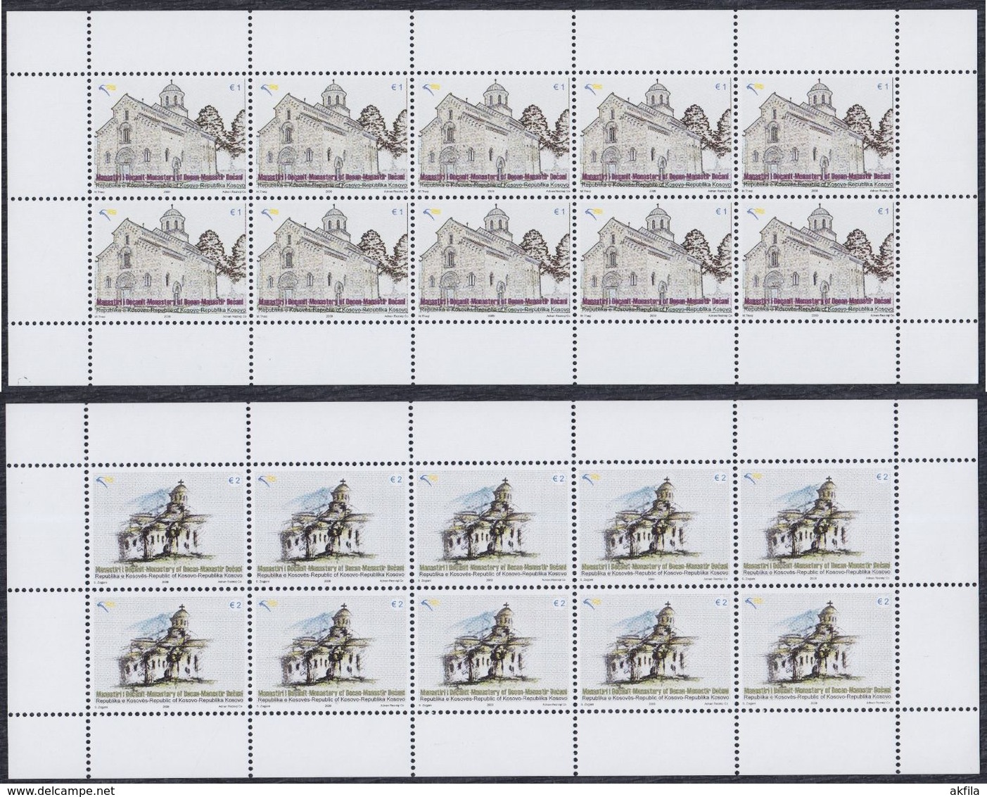 Kosovo 2009 Visoki Decani Monastery, Sheet, MNH (**) Michel 128-129 - Kosovo