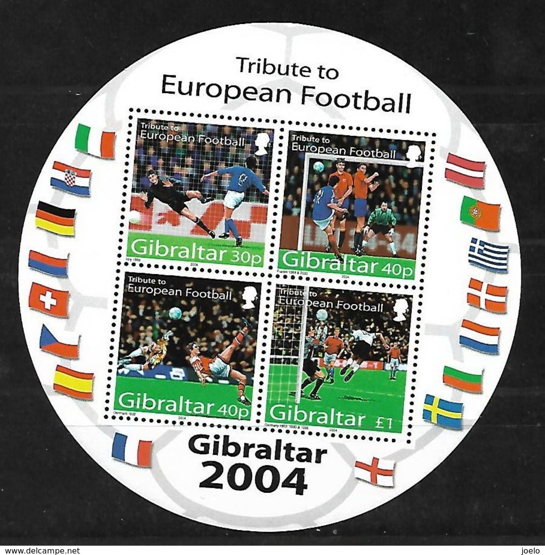 GIBRALTAR 2004 TRIBUTE TO EUROPEAN FOOTBALL CIRCULAR BLOCK Mnh - 2012