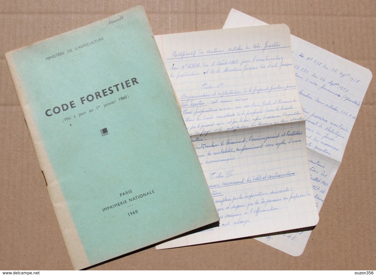 Code Forestier (mis à Jour Au 1er Janvier 1960) - Autres & Non Classés