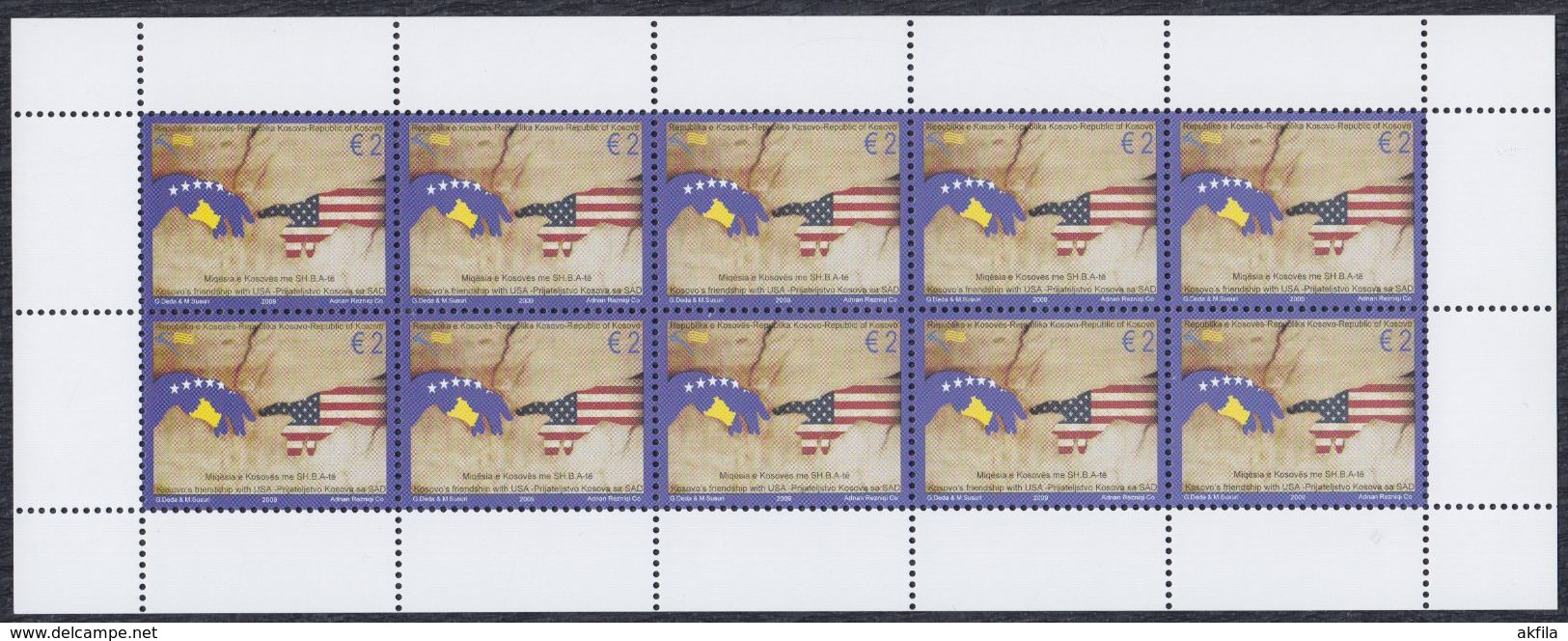 Kosovo 2009 Friendship With USA, Sheet, MNH (**) Michel 139 - Kosovo