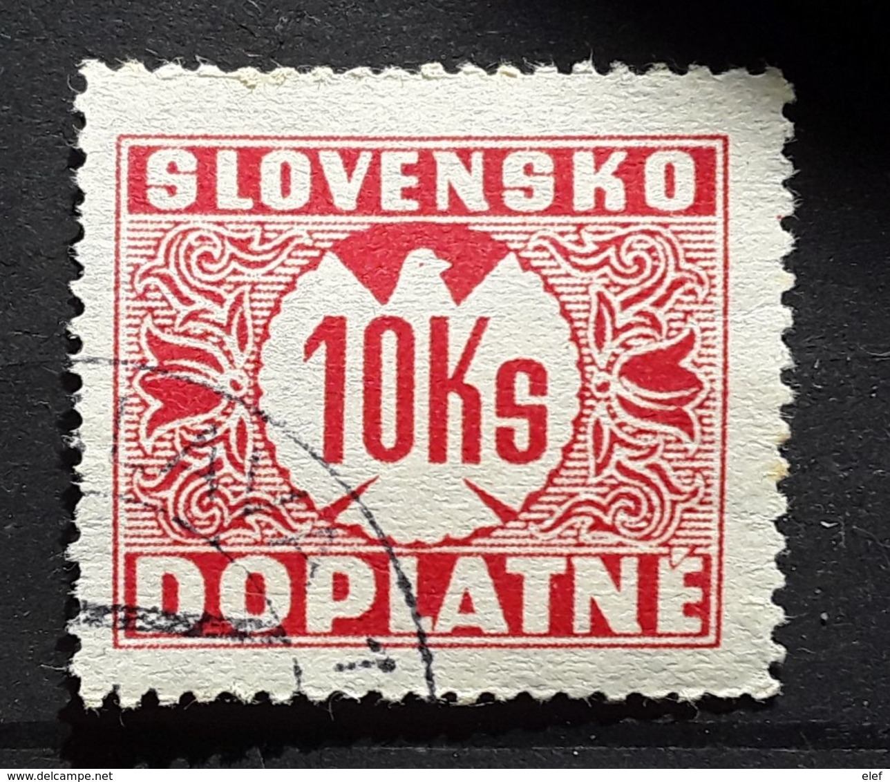 SLOVENSKO SLOVAQUIE 1941 TAXE Postage Due Doplatne, Yvert 25, 10 Ks Carmin D 12 1/2, Obl TB - Gebraucht