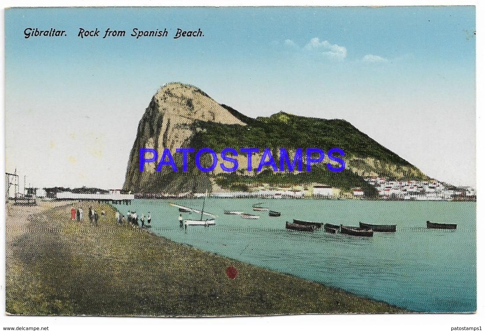 137560 GIBRALTAR ROCK FROM SPANISH BEACH & BOAT POSTAL POSTCARD - Gibraltar