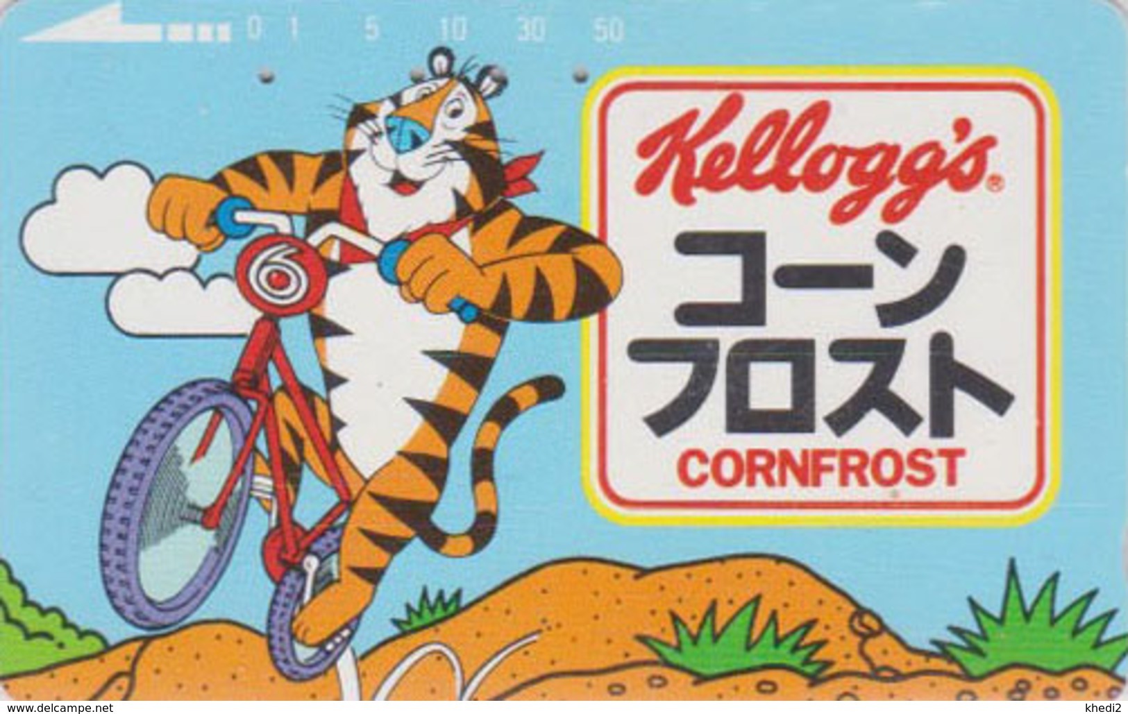 TC JAPON / 110-011 - KELLOGG'S CORN FLAKES - Animal - TIGRE & VELO BIKE  - TIGER & FOOD JAPAN Phonecard - 37 - Alimentation