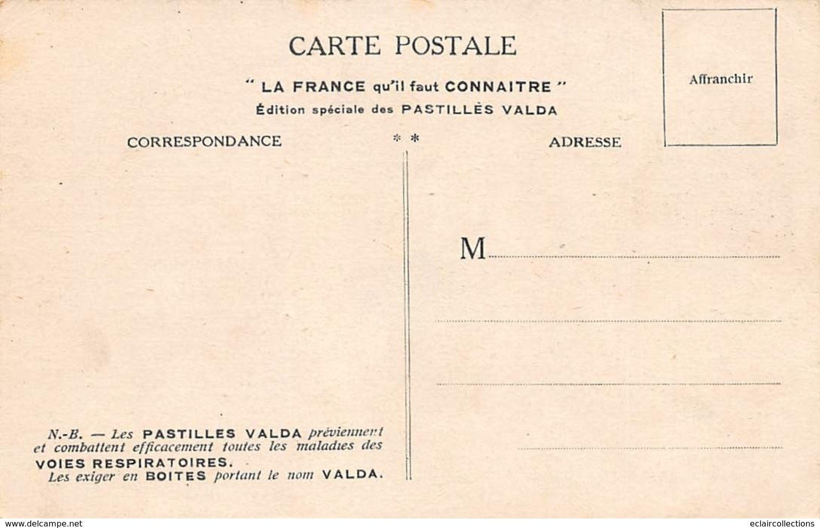 Alsace  . Non Localisé          68       Carte éditée Par Les Pastilles Valda     (voir Scan) - Sonstige & Ohne Zuordnung