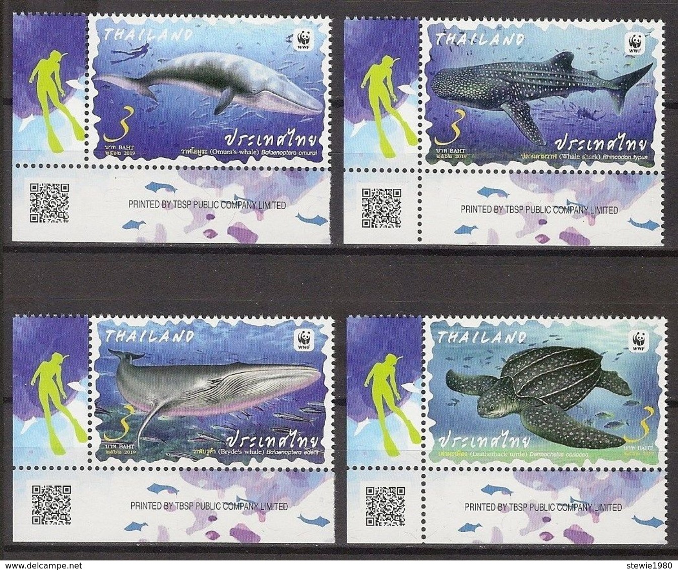 THAILAND 2019 - WWF, Marine Life - Set MNH - Thailand