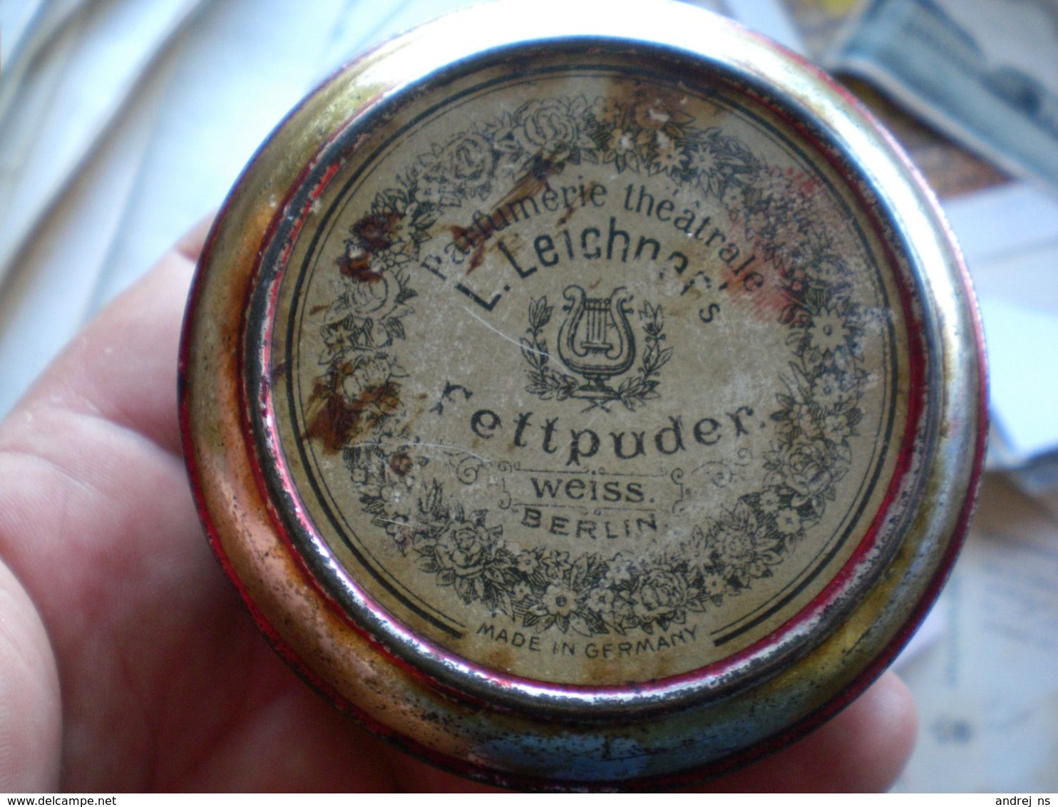 Old Tin Box L Leichner Berlin Fettpuder Weiss - Boîtes/Coffrets