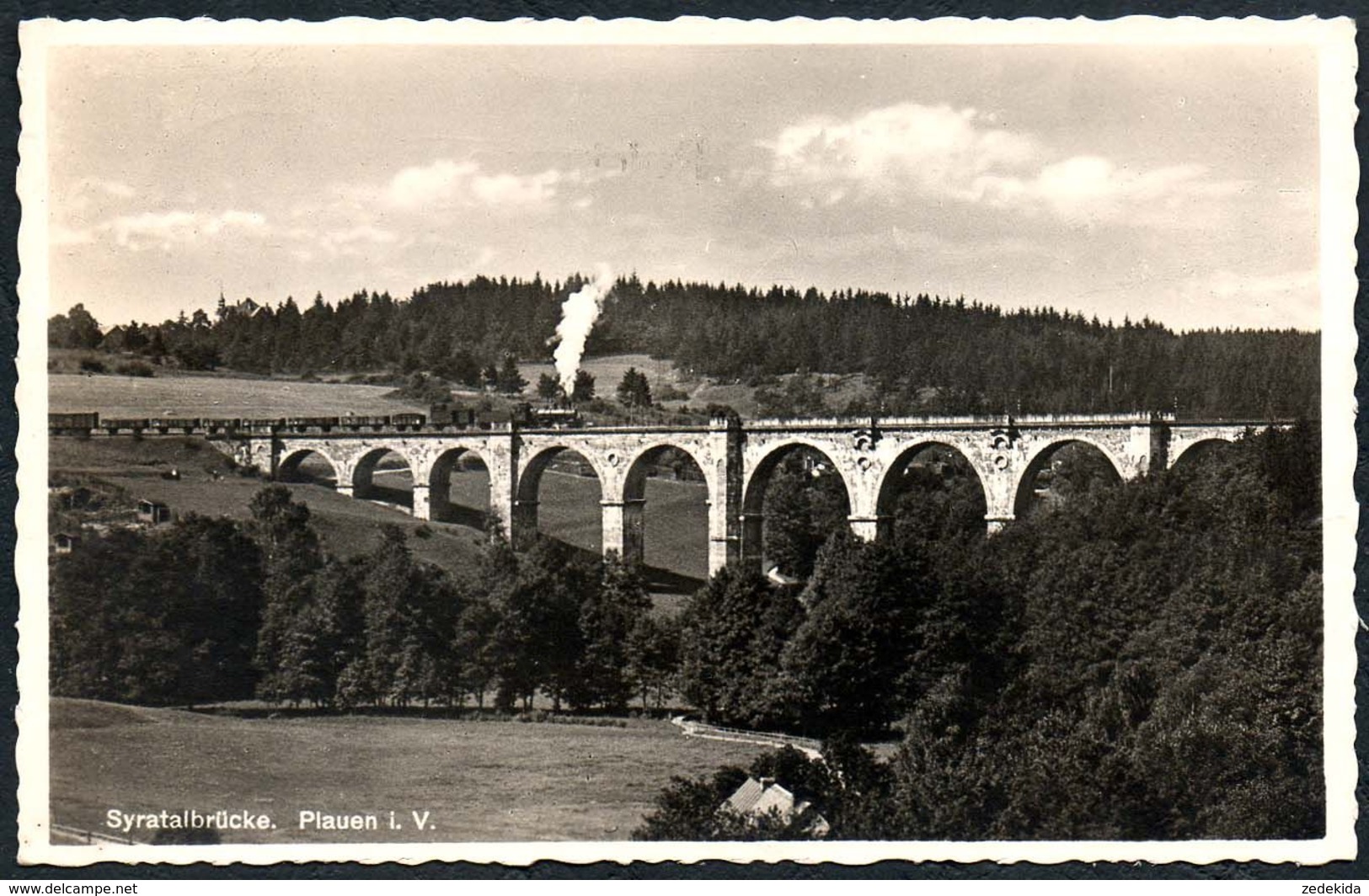 D6876 - Eisenbahn Dampflok Lokomotive - Viadukt - Brücke Syratalbrücke - Löffler - Trains