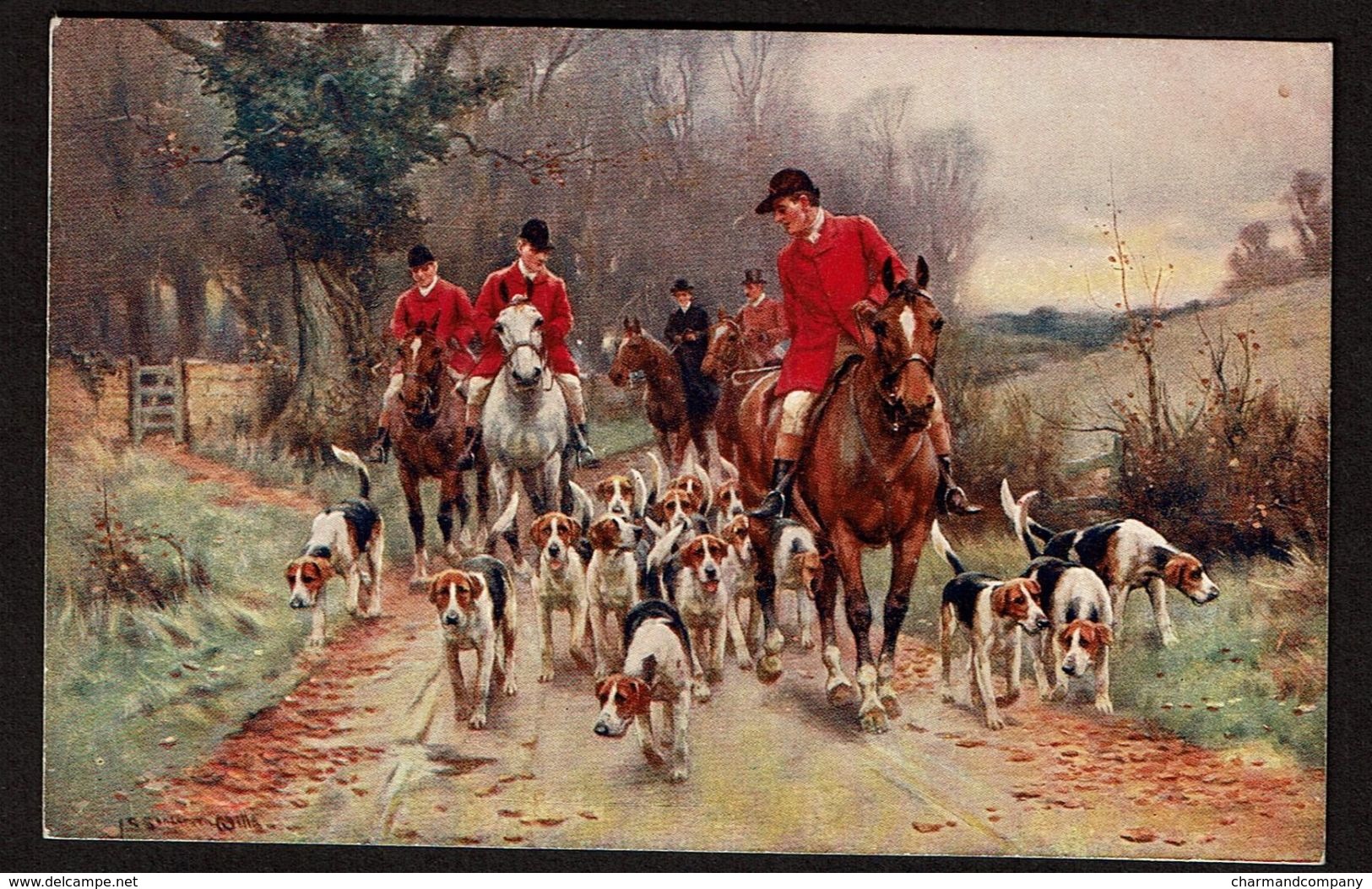 Carte Illustrateur - Chasse à Courre - A. Vivian Mansell & Co. Hunting Series 11 - 2 Scans - Chasse